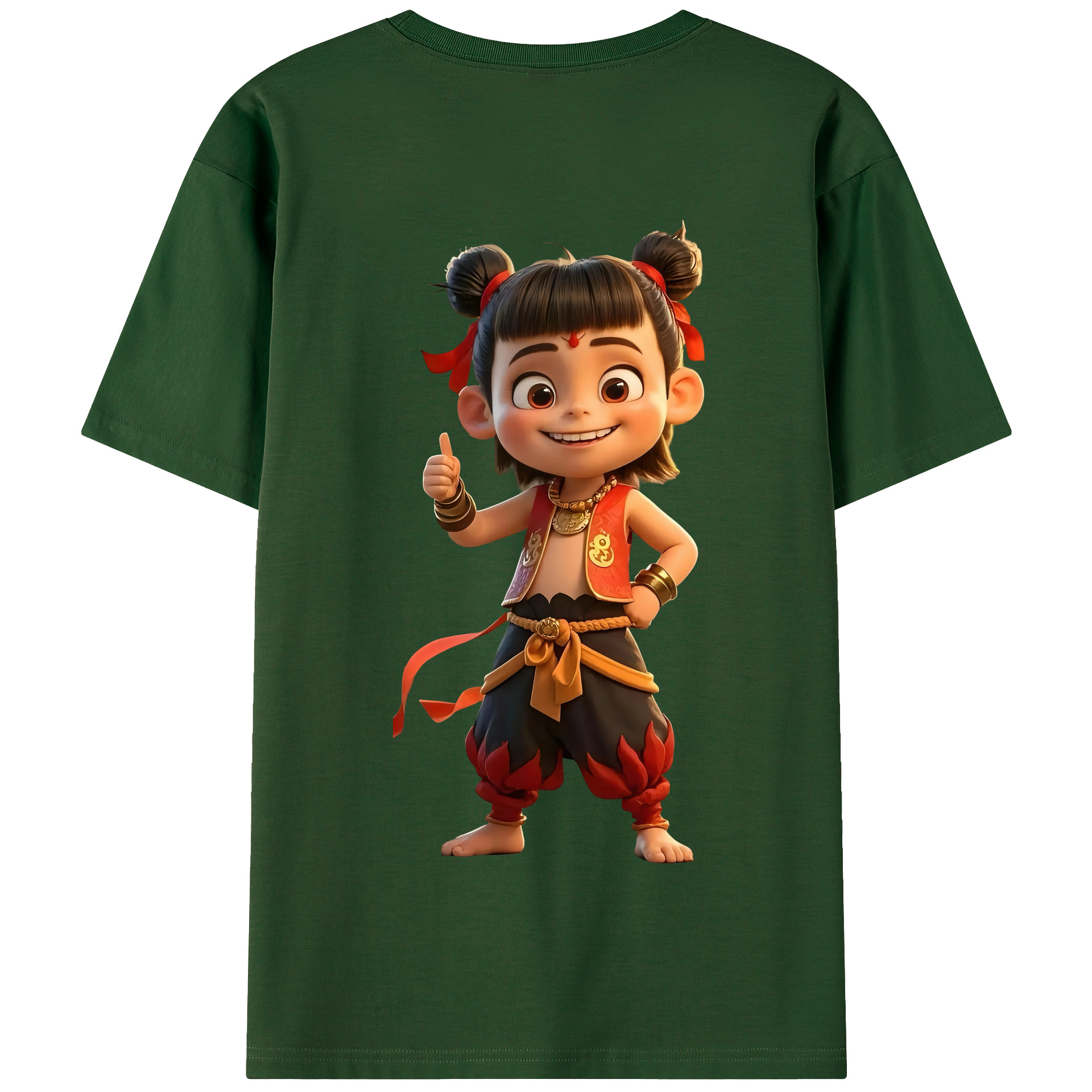 （画像用） Ne Zha 2 ナタ 魔童の大暴れ 綿100％半袖Tシャツ（背面プリント）